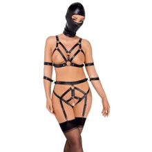 2-teiliges Bondage-Set mit Armfesseln plus Kopfmaske 2-teiliges Bondage-Set mit Armfesseln plus Kopfmaske
