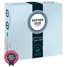 Kondome „47 mm“, transparent, hauchdünn, feucht Kondome „47 mm“, transparent, hauchdünn, feucht