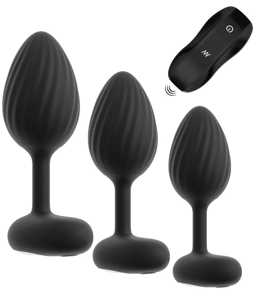 3-teiliges Analplug-Set mit Vibration 3-teiliges Analplug-Set mit Vibration