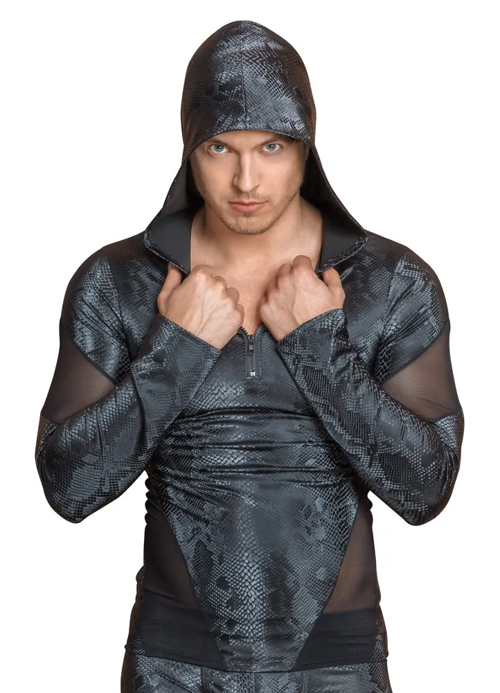Shirt in mattglänzender Schlangenhaut-Optik mit Powernet-Einsätzen Shirt in mattglänzender Schlangenhaut-Optik mit Powernet-Einsätzen