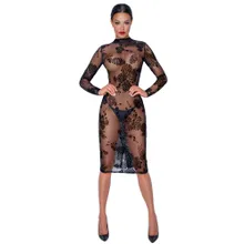 Kleid „Fucking Fabulous Exclusive“ aus Powernet mit Blüten-Samtflockprint Kleid „Fucking Fabulous Exclusive“ aus Powernet mit Blüten-Samtflockprint
