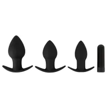 4-teiliges „Butt plug set“ mit 3 Analplugs + 1 Vibrobullet 4-teiliges „Butt plug set“ mit 3 Analplugs + 1 Vibrobullet
