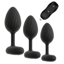 3-teiliges Analplug-Set mit Vibration 3-teiliges Analplug-Set mit Vibration