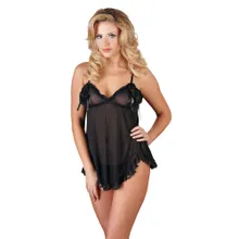 Babydoll plus String, mit geschlitzten Cups und Cut-out am Rücken Babydoll plus String, mit geschlitzten Cups und Cut-out am Rücken