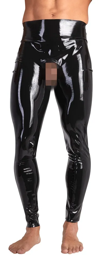 Leggings mit Showmaster-Öffnung für Penis und Hoden, Latex Leggings mit Showmaster-Öffnung für Penis und Hoden, Latex