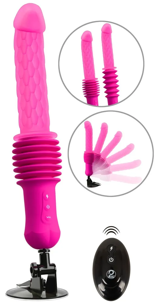Stoßvibrator „RC Warming Fucking Machine“ mit abnehmbarem Saugfuß Stoßvibrator „RC Warming Fucking Machine“ mit abnehmbarem Saugfuß