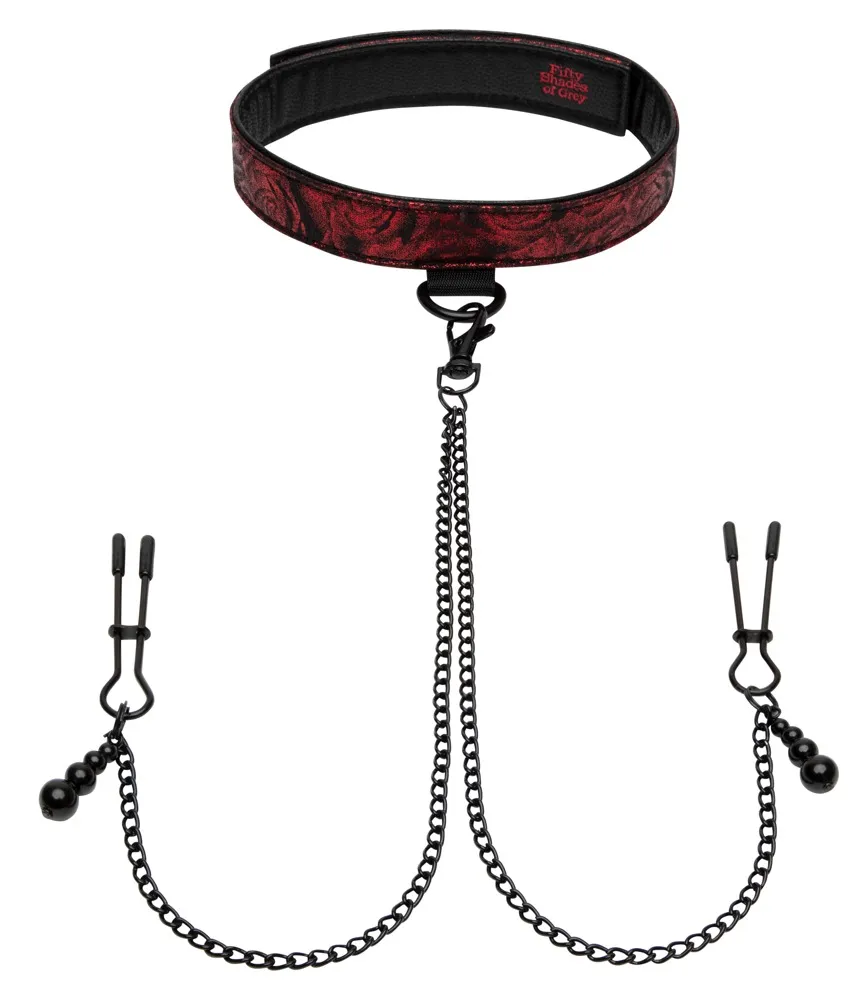 Halsfessel mit Nippelklemmen „Sweet Anticipation Collar Nipple Clamps“, verstellbar Halsfessel mit Nippelklemmen „Sweet Anticipation Collar Nipple Clamps“, verstellbar