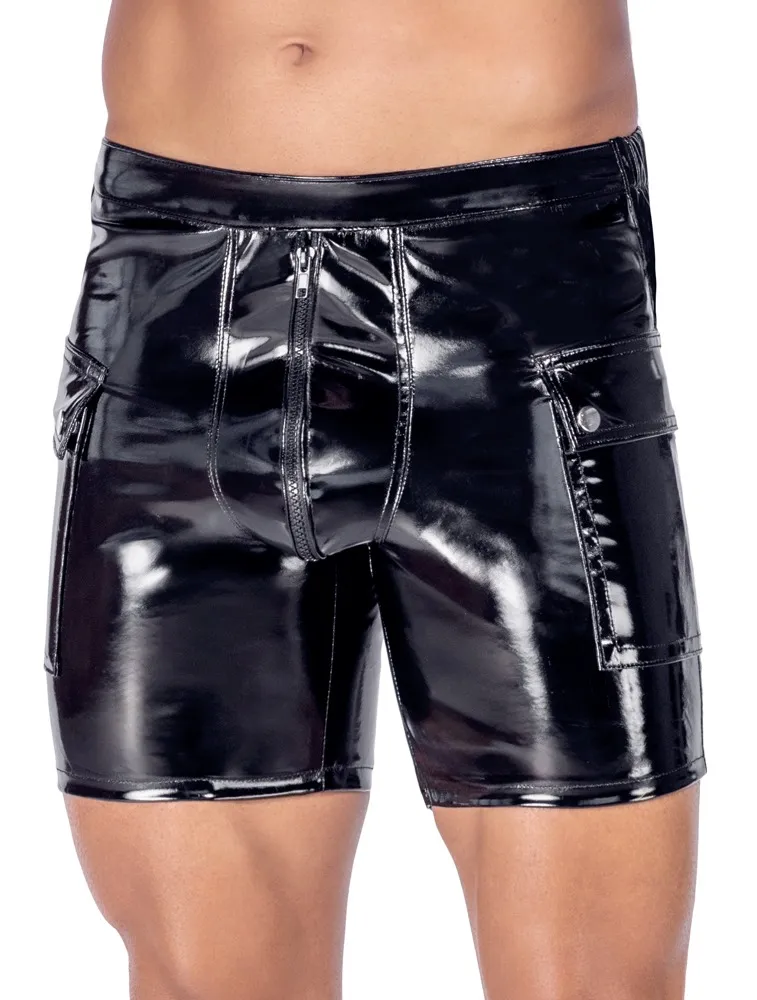 Lack-Shorts mit Klappentaschen Lack-Shorts mit Klappentaschen