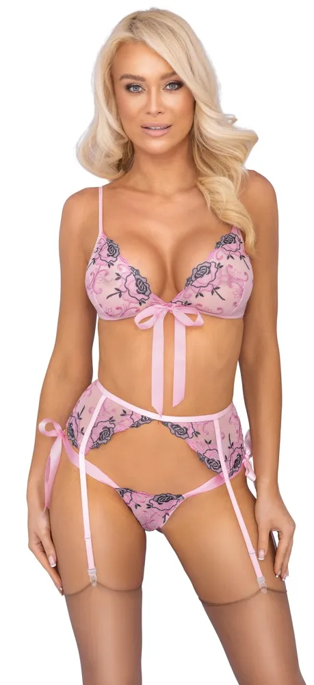 3-teiliges Straps-Set mit Satin-Bindeschleifen 3-teiliges Straps-Set mit Satin-Bindeschleifen