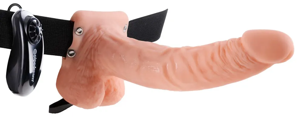 Umschnallvibrator „9" Vibrating Hollow Strap-on with Balls“, hohl Umschnallvibrator „9" Vibrating Hollow Strap-on with Balls“, hohl