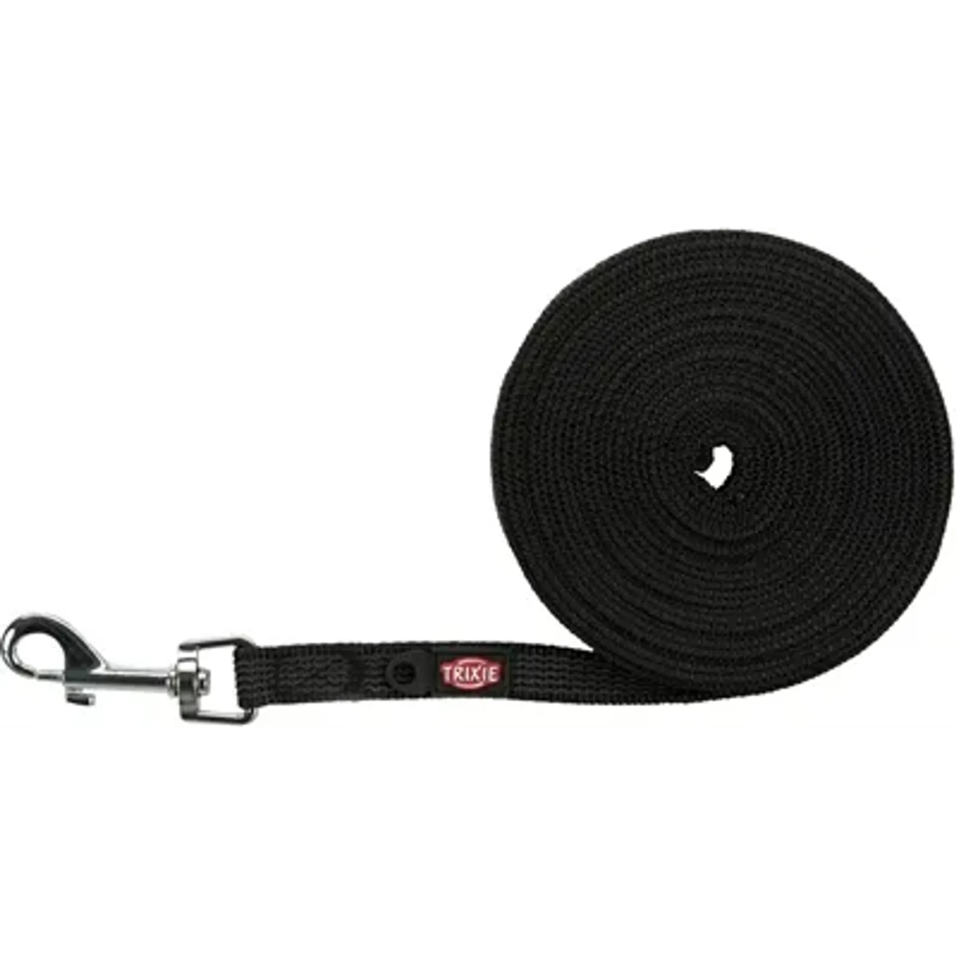 TRIXIE HONDENRIEM SLEEPLIJN MET RUBBER BEKLEED ZWART 5 MTRX1,5 CM