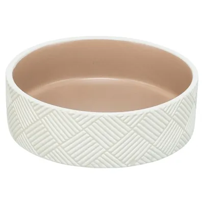 TRIXIE VOERBAK / DRINKBAK PATROON KERAMIEK WIT / BEIGE 18X18X7 CM TRIXIE VOERBAK / DRINKBAK PATROON KERAMIEK WIT / BEIGE 18X18X7 CM