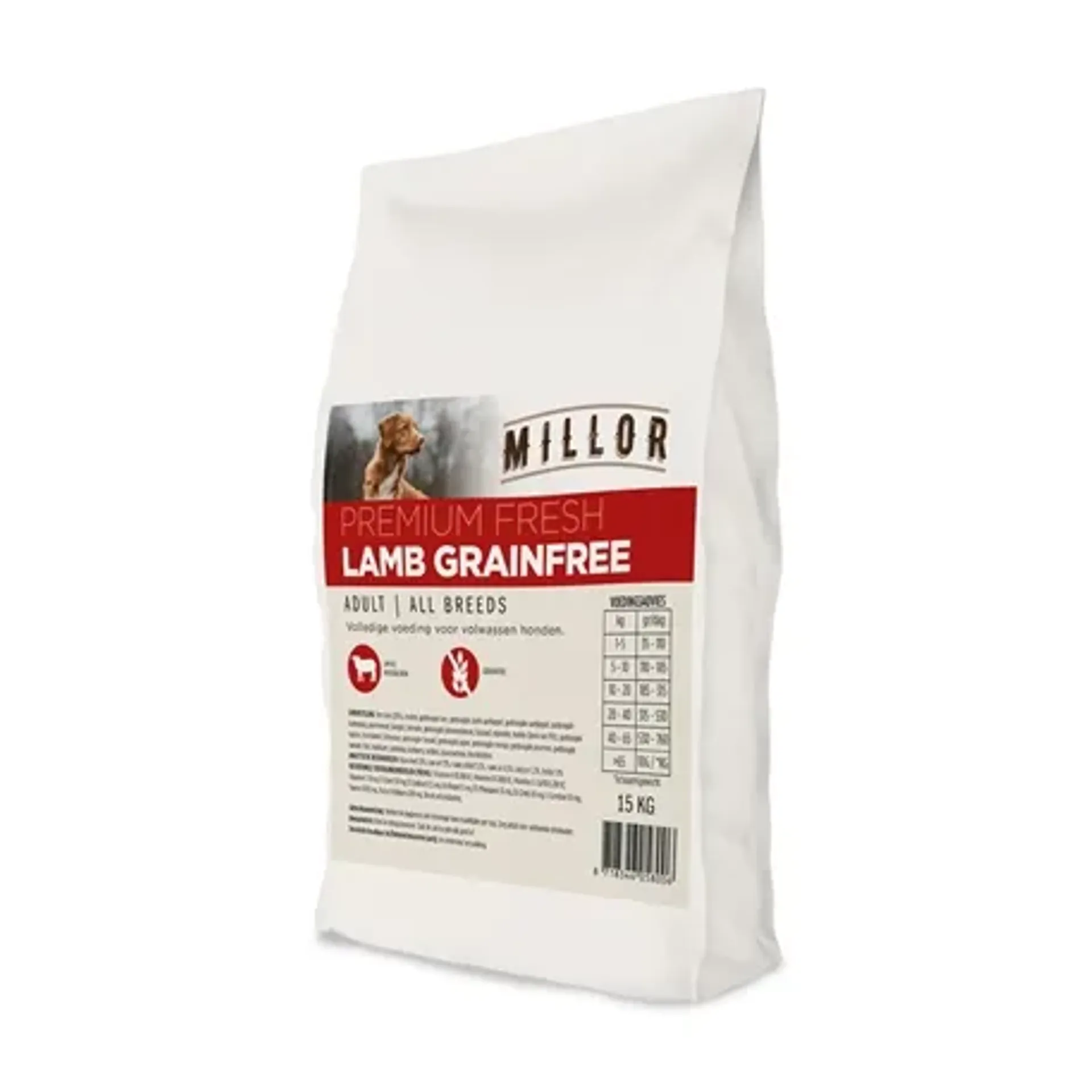 MILLOR PREMIUM FRESH ADULT LAMB GRAANVRIJ 15 KG
