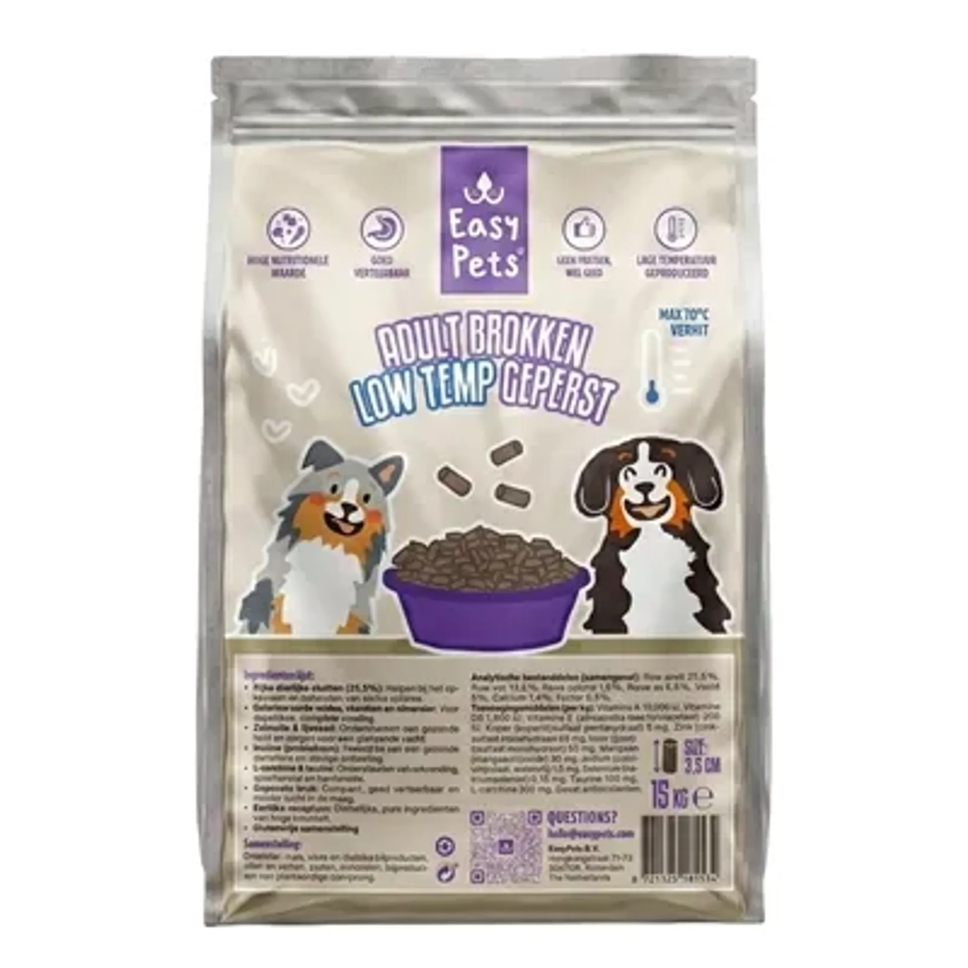 EASYPETS LOW TEMP HONDENBROK ADULT 15 KG