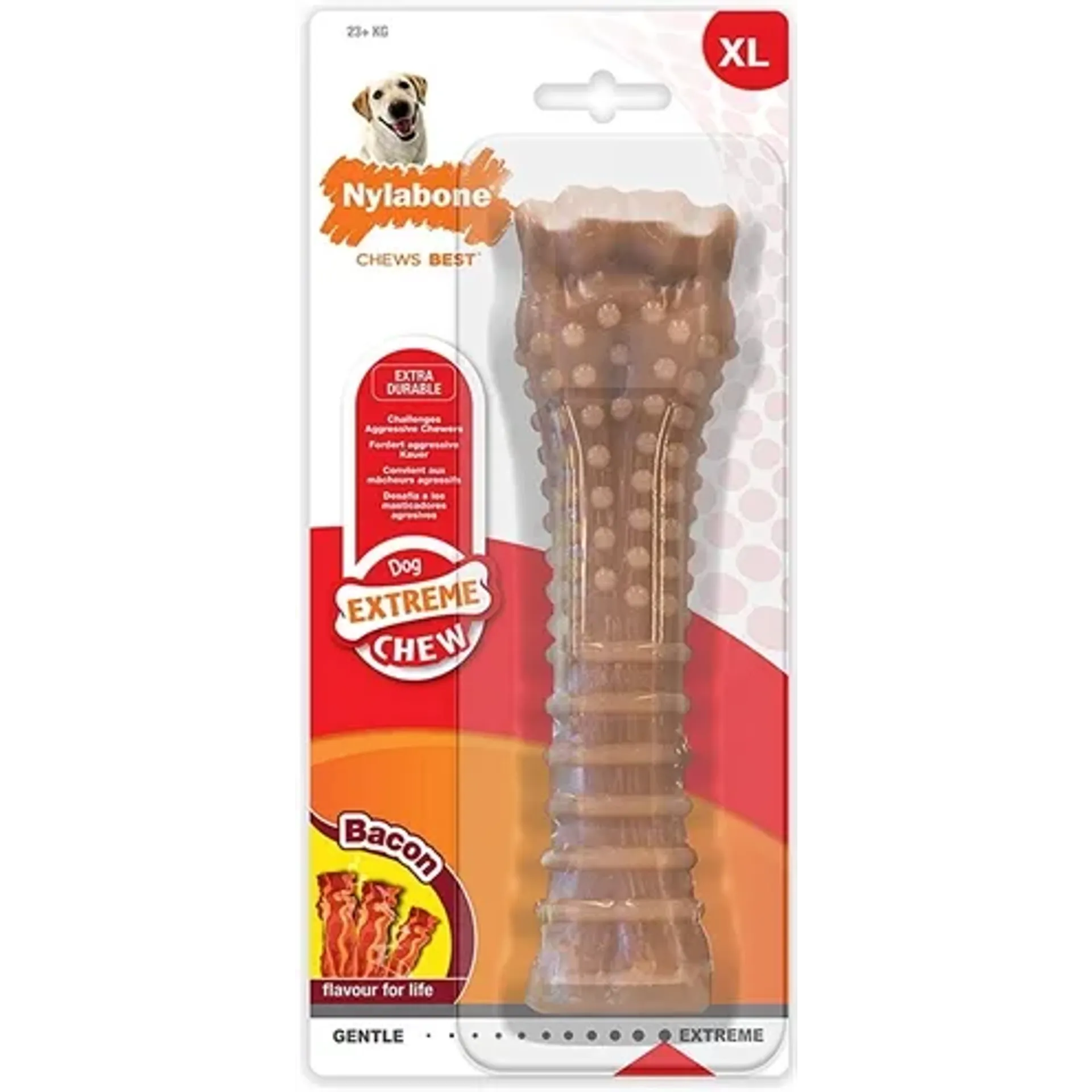 NYLABONE DURA CHEW VOOR HARDE BIJTERS BACONSMAAK VANAF 23 KG
