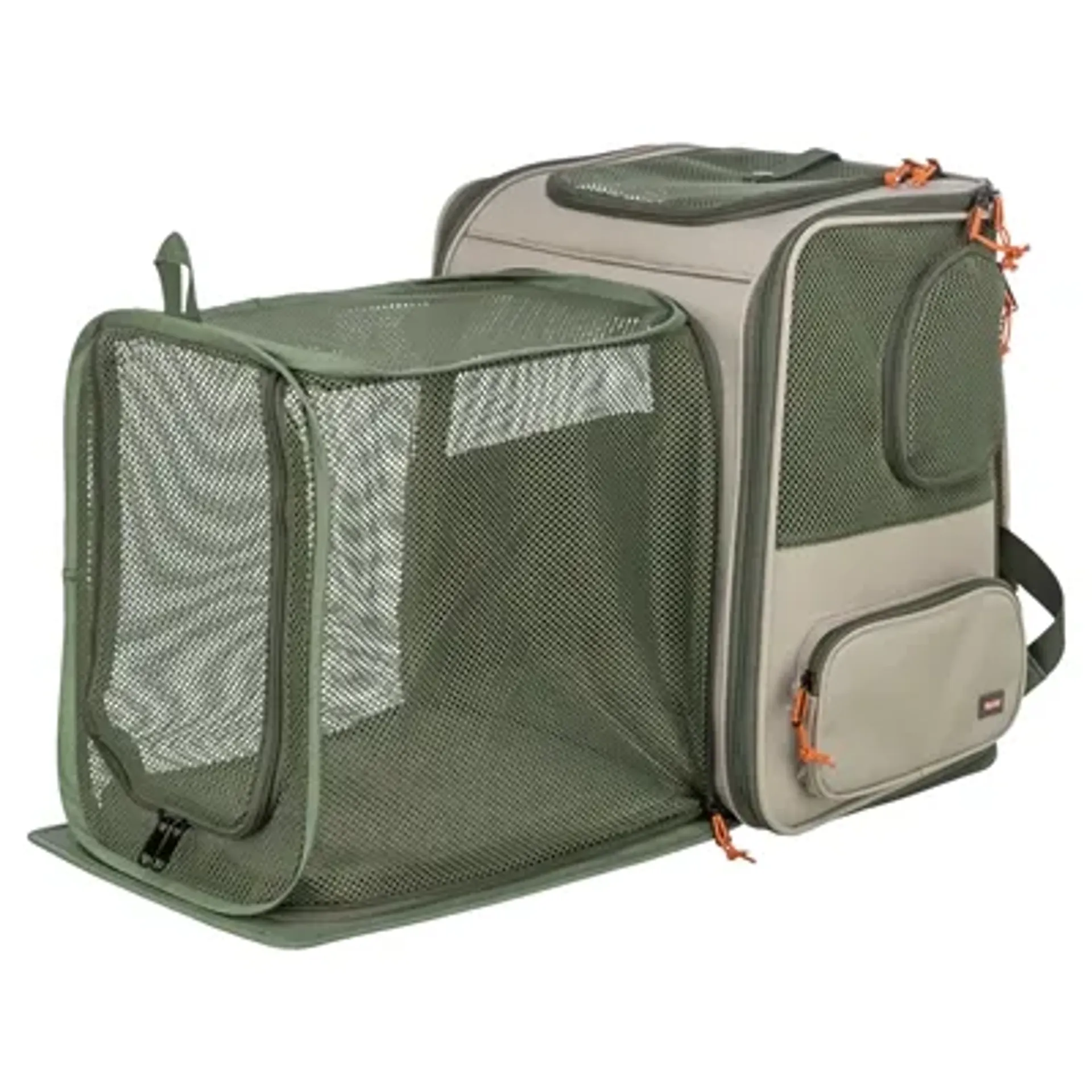 TRIXIE RUGZAK ROCCO MAXIMAAL 10 KG BEIGE / OLIJFGROEN 40X30X42 CM