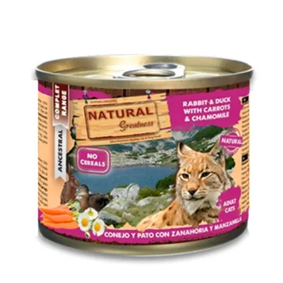 NATURAL GREATNESS RABBIT / DUCK WITH CARROTS AND CHAMOMILE 185 GR NATURAL GREATNESS RABBIT / DUCK WITH CARROTS AND CHAMOMILE 185 GR