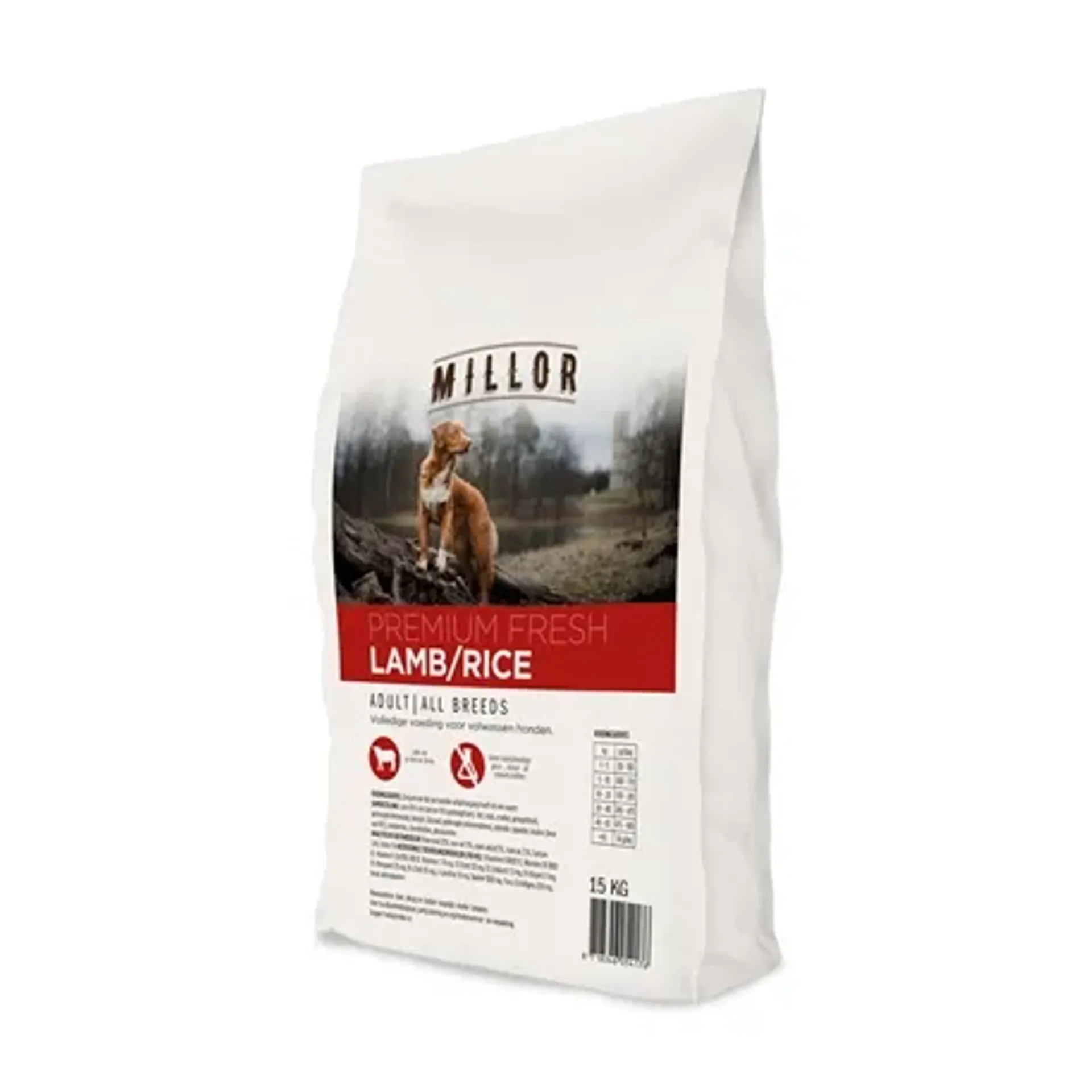 MILLOR PREMIUM EXTRUDED FRESH ADULT LAMB / RICE 15 KG
