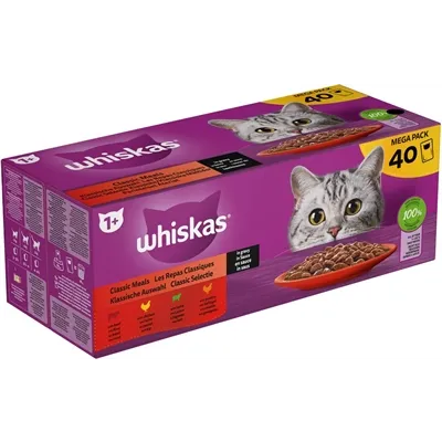 WHISKAS MULTIPACK POUCH ADULT CLASSIC SELECTIE VLEES IN SAUS 40X85 GR WHISKAS MULTIPACK POUCH ADULT CLASSIC SELECTIE VLEES IN SAUS 40X85 GR