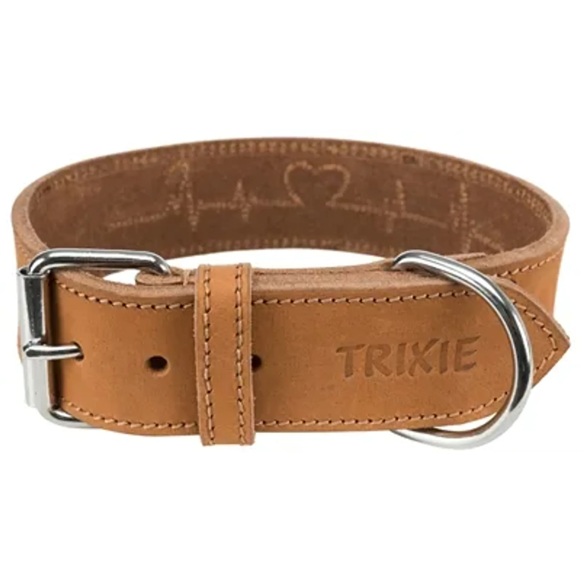 TRIXIE HALSBAND HOND RUSTIC VETLEER HEARTBEAT BRUIN 38-47X4 CM