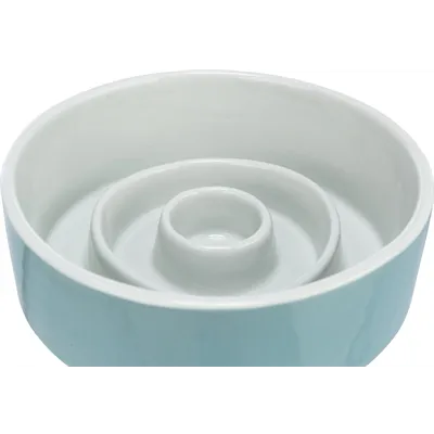 TRIXIE VOERBAK SLOWFEEDING KERAMIEK GRIJS / BLAUW 17X17 CM 900 ML TRIXIE VOERBAK SLOWFEEDING KERAMIEK GRIJS / BLAUW 17X17 CM 900 ML