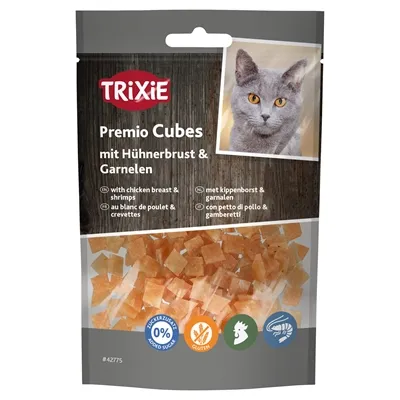 TRIXIE PREMIO CUBES MET KIPPENBORST EN GARNALEN 50 GR TRIXIE PREMIO CUBES MET KIPPENBORST EN GARNALEN 50 GR
