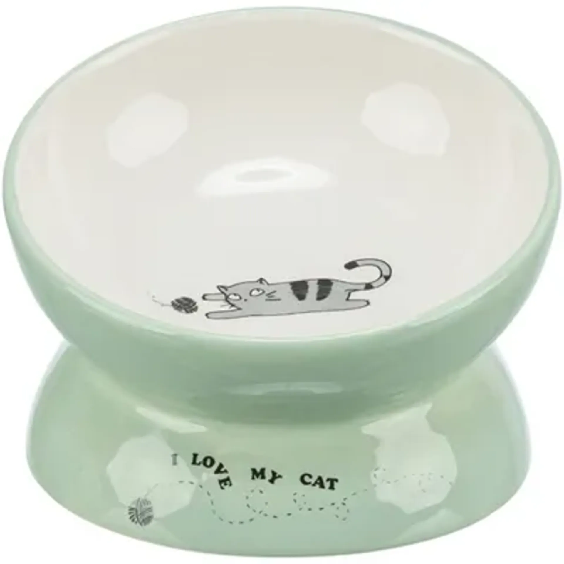 TRIXIE VOERBAK / DRINKBAK KAT VERHOOGD KERAMIEK SALIE / WIT 150 ML 13 CM