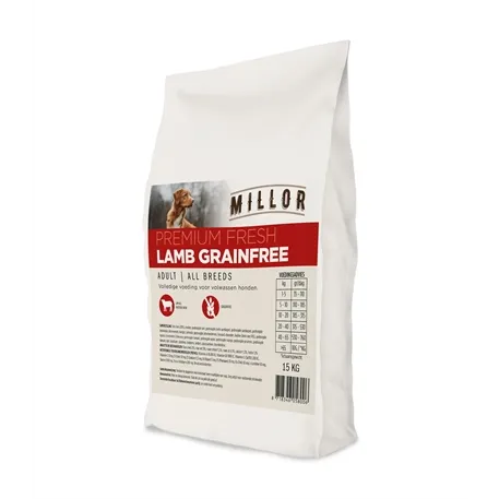 MILLOR PREMIUM FRESH ADULT LAMB GRAANVRIJ 15 KG MILLOR PREMIUM FRESH ADULT LAMB GRAANVRIJ 15 KG