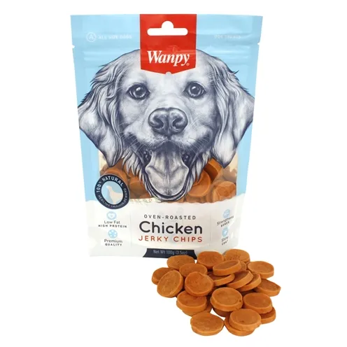 WANPY OVEN-ROASTED CHICKEN JERKY CHIPS 100 GR WANPY OVEN-ROASTED CHICKEN JERKY CHIPS 100 GR