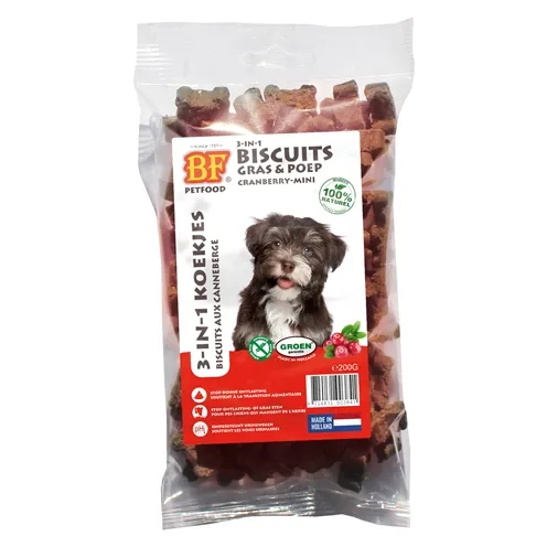 BF PETFOOD 3 IN 1 HONDENKOEKJES MET CRANBERRY MINI 200 GR BF PETFOOD 3 IN 1 HONDENKOEKJES MET CRANBERRY MINI 200 GR