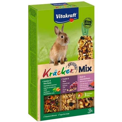VITAKRAFT DWERGKONIJN KRACKERS NOOT/BOSVRUCHTEN/GROENTEN 3 IN 1 VITAKRAFT DWERGKONIJN KRACKERS NOOT/BOSVRUCHTEN/GROENTEN 3 IN 1