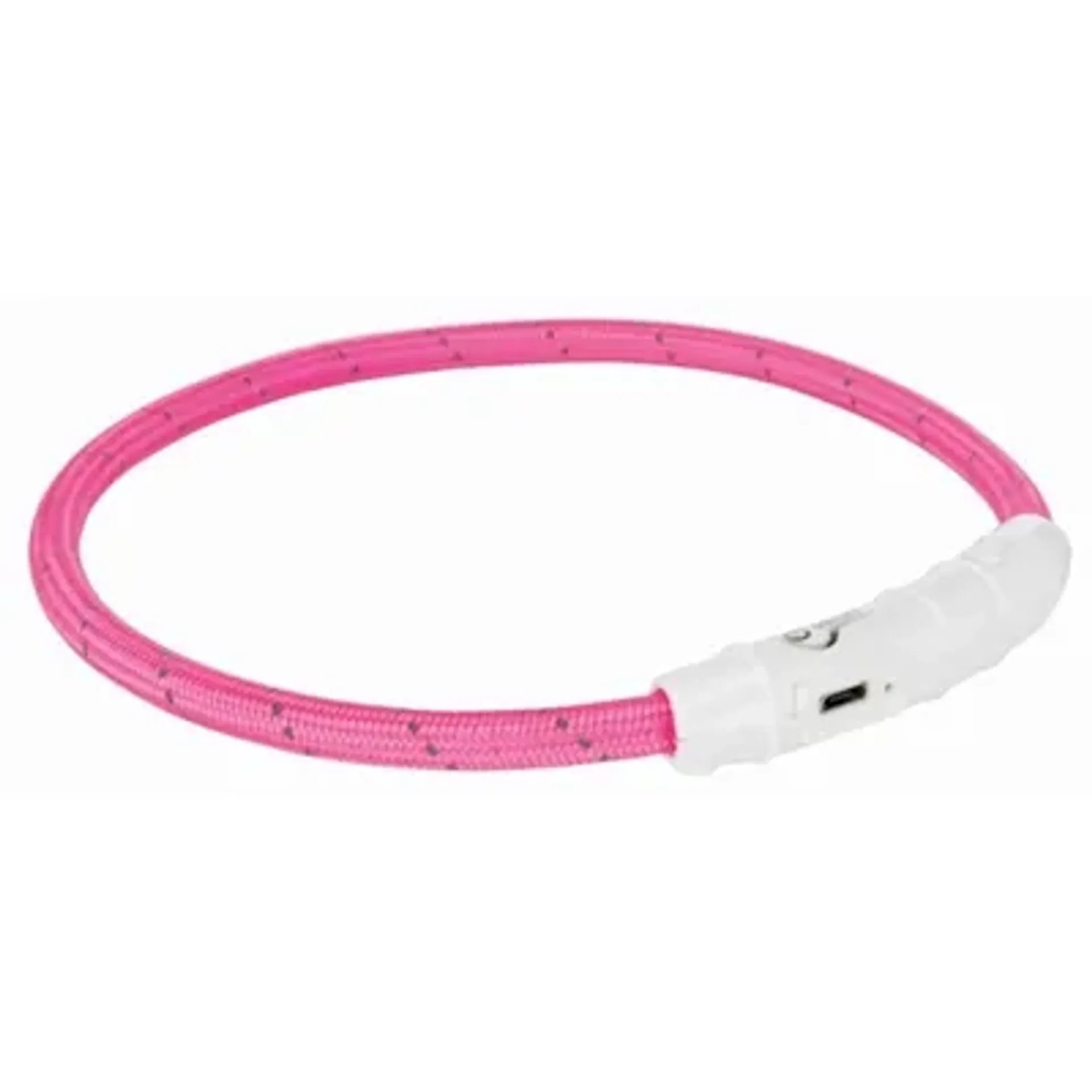 TRIXIE LICHTGEVENDE HALSBAND HOND FLASH USB TPU / NYLON ROZE 65X0,7 CM