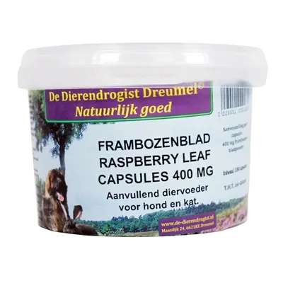 DIERENDROGIST FRAMBOZENBLAD CAPSULES 400 MG 100 ST DIERENDROGIST FRAMBOZENBLAD CAPSULES 400 MG 100 ST