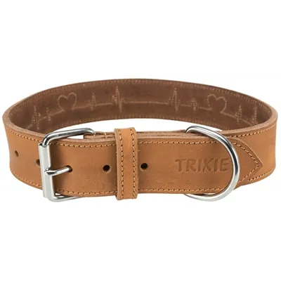 TRIXIE HALSBAND HOND RUSTIC VETLEER HEARTBEAT BRUIN 55-65X4 CM TRIXIE HALSBAND HOND RUSTIC VETLEER HEARTBEAT BRUIN 55-65X4 CM