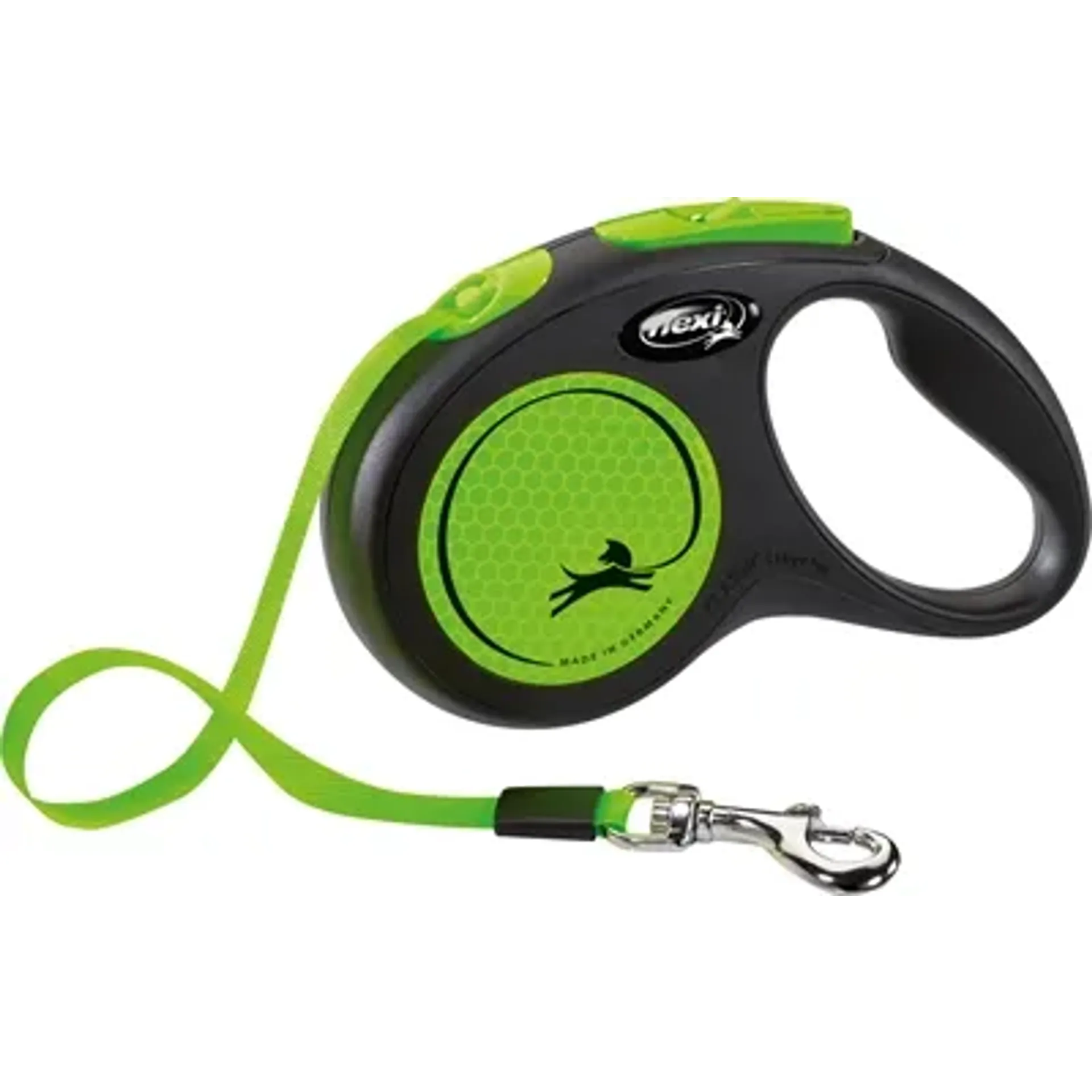 FLEXI ROLLIJN NEW CLASSIC NEON TAPE ZWART / GROEN S 5 MTR TOT 15 KG