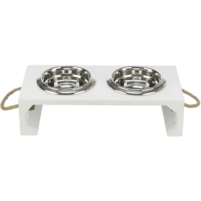TRIXIE BE NORDIC SET VOERBAK / WATERBAK HOUT / RVS WIT 2X900 ML 44X21X14 CM TRIXIE BE NORDIC SET VOERBAK / WATERBAK HOUT / RVS WIT 2X900 ML 44X21X14 CM