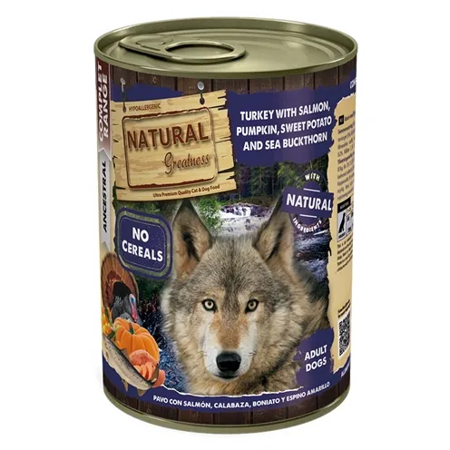 NATURAL GREATNESS TURKEY / SALMON / PUMPKIN / SWEET POTATO 400 GR NATURAL GREATNESS TURKEY / SALMON / PUMPKIN / SWEET POTATO 400 GR