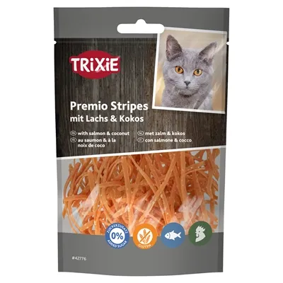 TRIXIE PREMIO STRIPES MET ZALM EN KOKOS 50 GR TRIXIE PREMIO STRIPES MET ZALM EN KOKOS 50 GR
