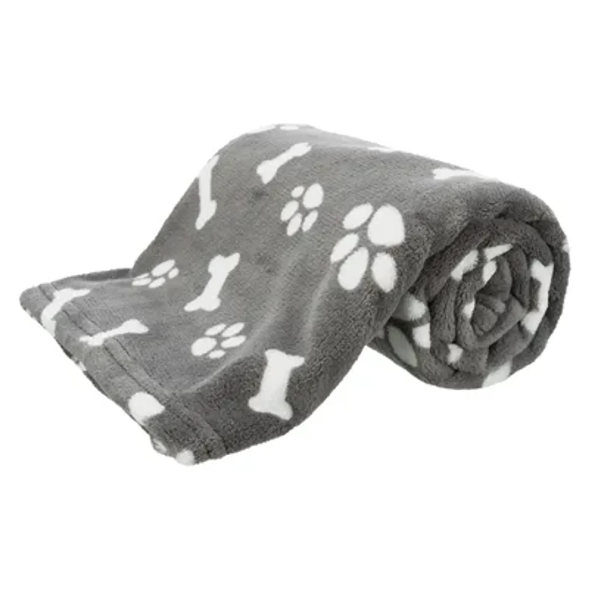 TRIXIE HONDENDEKEN KENNY FLEECE BOT / POOTJES GRIJS 100X75 CM