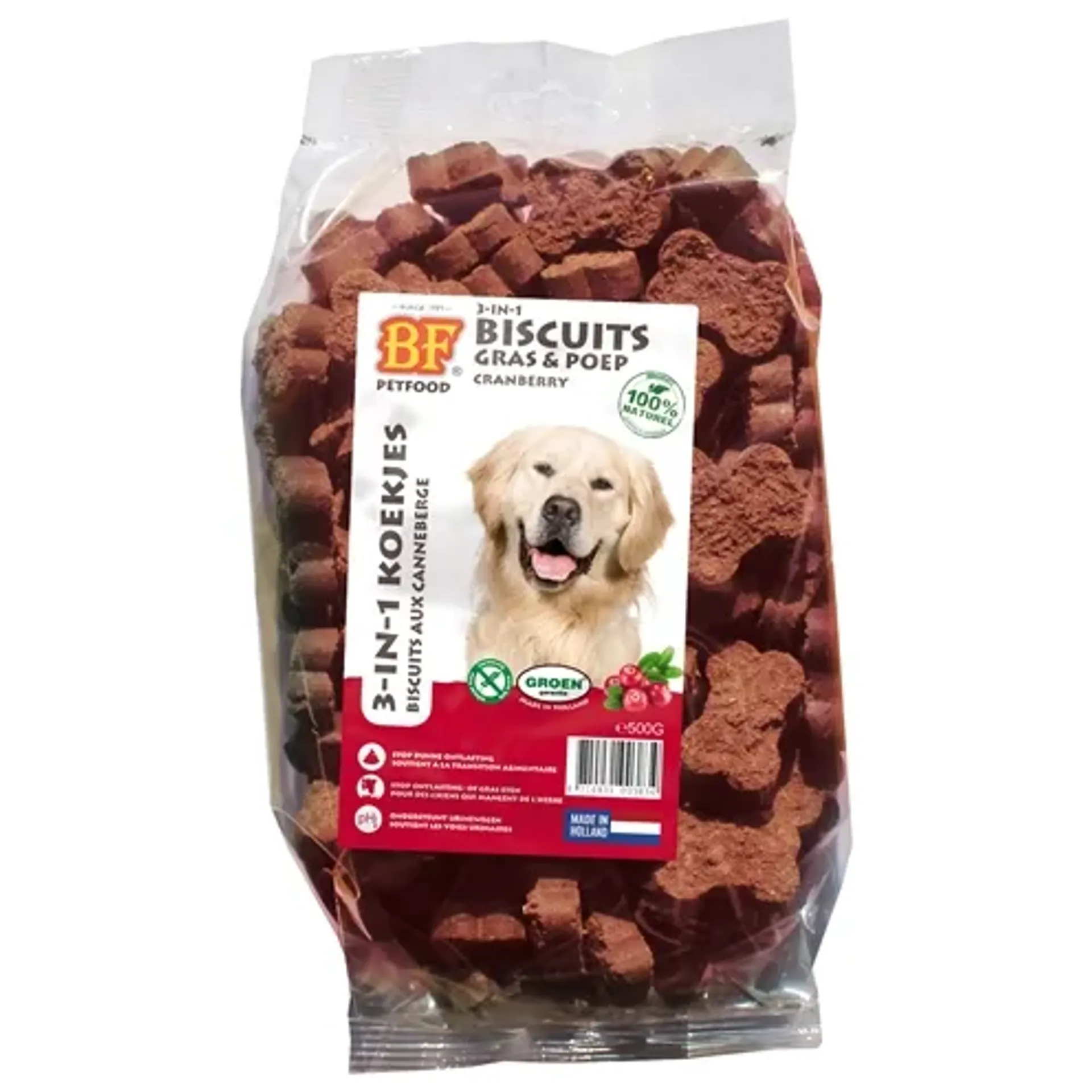 BF PETFOOD 3 IN 1 HONDENKOEKJES MET CRANBERRY 500 GR