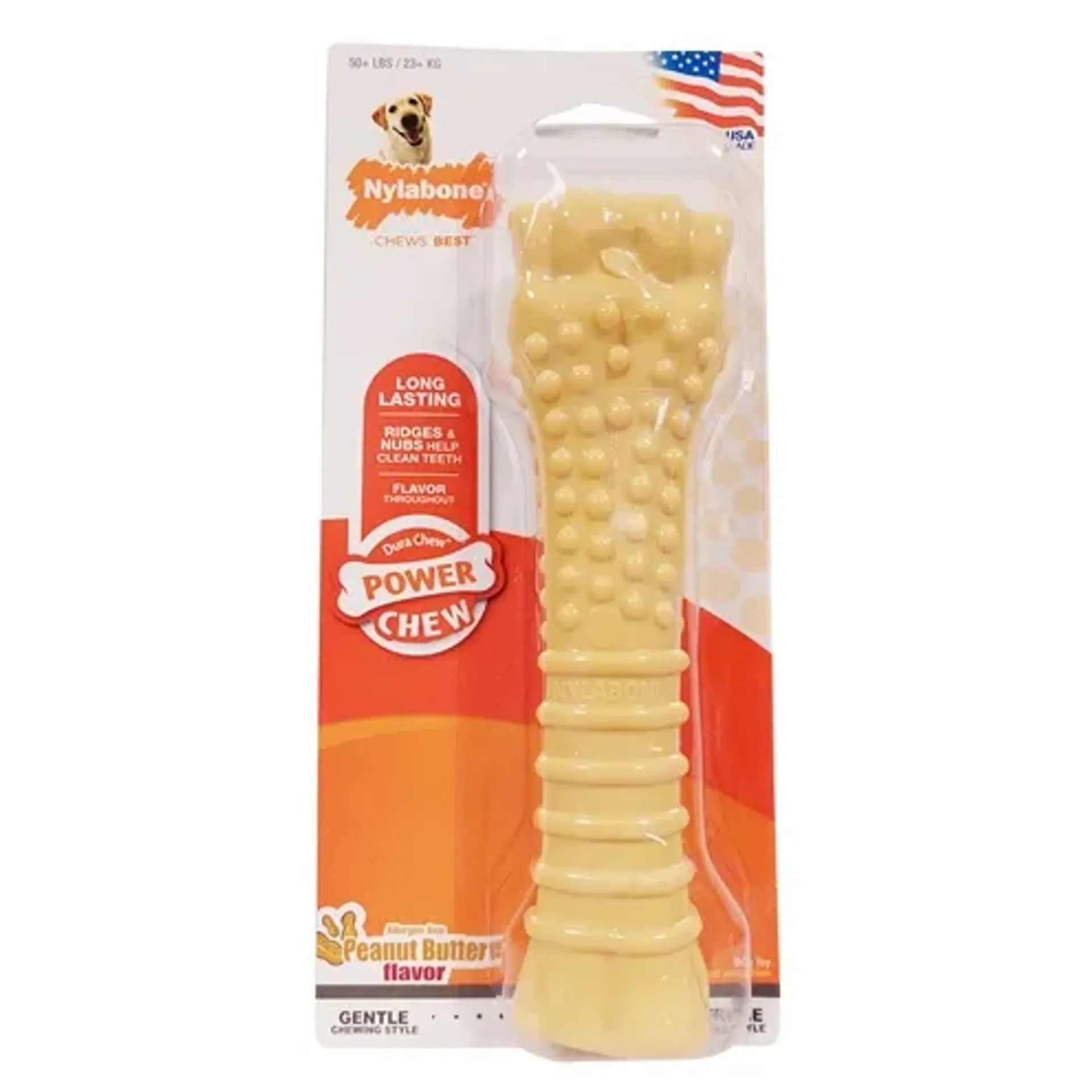 NYLABONE DURA CHEW PINDAKAAS VOOR HARDE BIJTERS HYPOALLERGEEN VANAF 23 KG