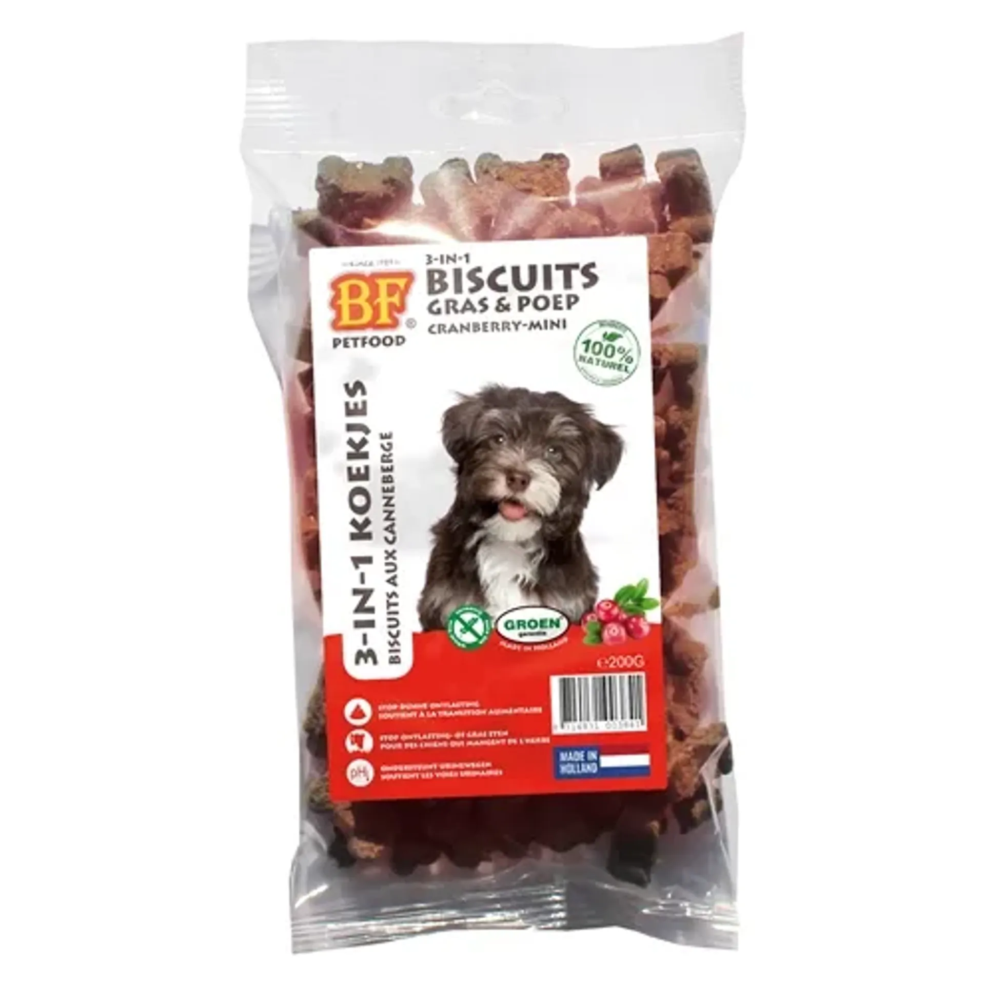 BF PETFOOD 3 IN 1 HONDENKOEKJES MET CRANBERRY MINI 200 GR