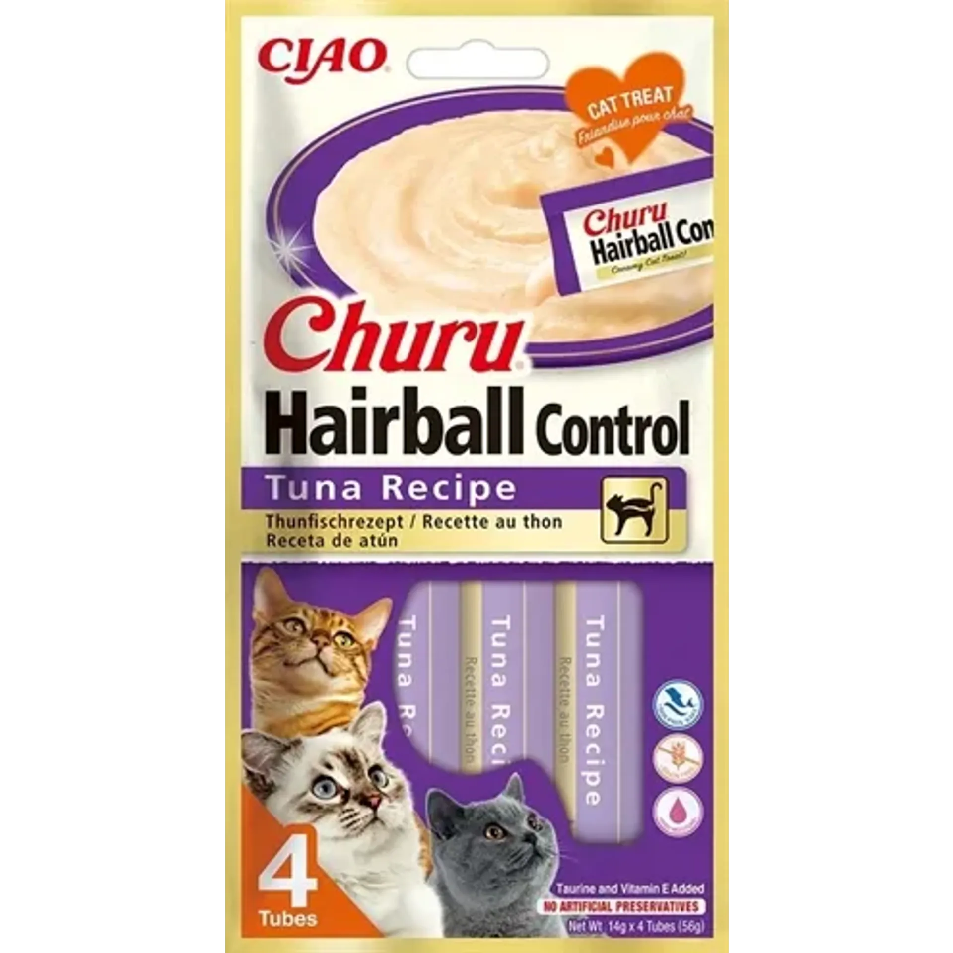 INABA CHURU HAIRBALL TUNA RECIPE 4X14GR