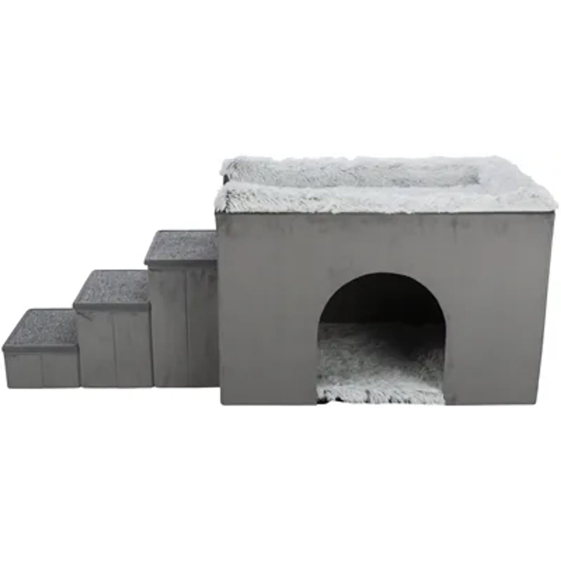 TRIXIE HONDENMAND HUIS HARVEY MET TRAP GRIJS / WIT 154X60X60 CM