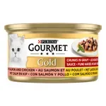GOURMET GOLD FIJNE HAPJES ZALM / KIP 24X85 GR GOURMET GOLD FIJNE HAPJES ZALM / KIP 24X85 GR