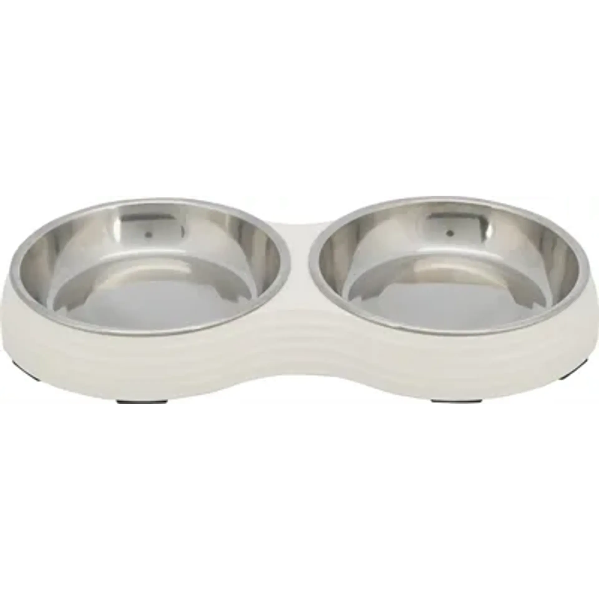 TRIXIE VOERBAK KAT DUBBEL MELAMINE / RVS WIT 2X200 ML 27X14X3 CM