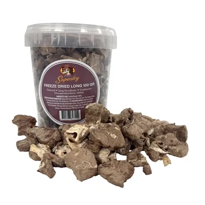 PETSNACK SUPERDRY RUNDERLONG GEVRIESDROOGD 100 GR PETSNACK SUPERDRY RUNDERLONG GEVRIESDROOGD 100 GR