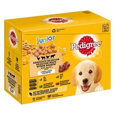 PEDIGREE MULTIPACK MAALTIJDZAKJES JUNIOR IN GELEI 12X100 GR PEDIGREE MULTIPACK MAALTIJDZAKJES JUNIOR IN GELEI 12X100 GR
