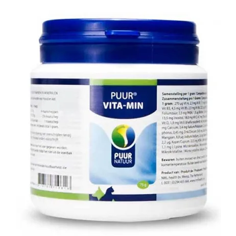 PUUR NATUUR VITA-MIN (VITAMINEN EN MINERALEN) HOND EN KAT 75 GR PUUR NATUUR VITA-MIN (VITAMINEN EN MINERALEN) HOND EN KAT 75 GR