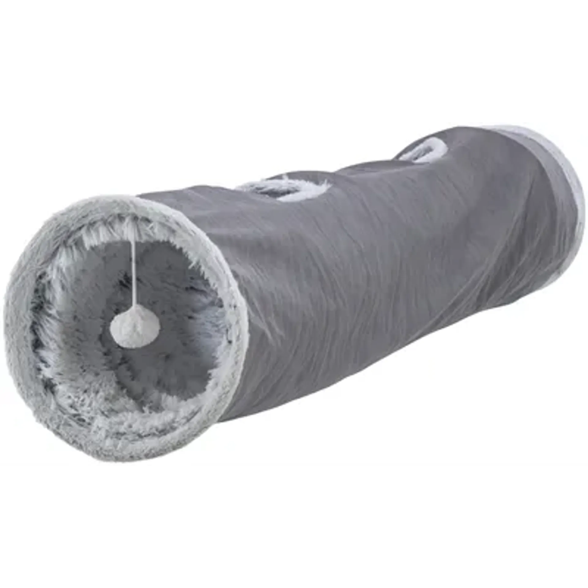 TRIXIE KATTEN SPEELTUNNEL HARVEY VELOURS / PLUCHE GRIJS 116×27 CM